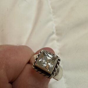 Silver Ring with Square Clear Gemstone